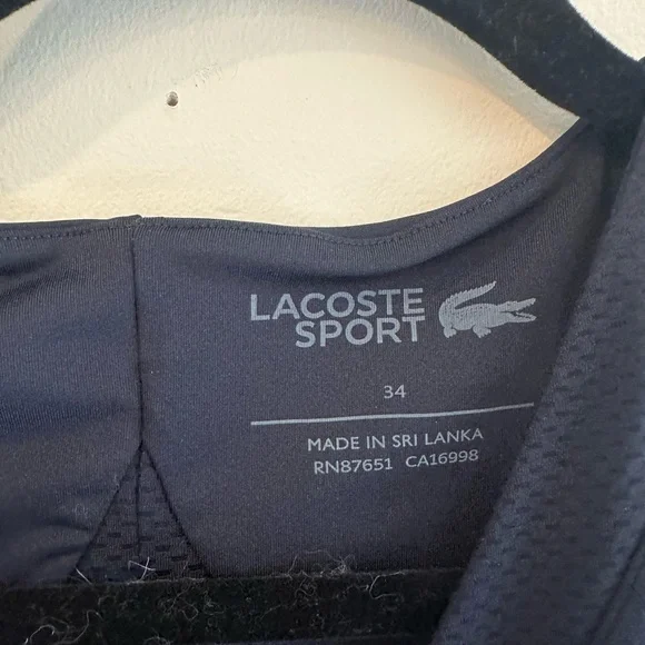 Lacoste Mesh Navy Strapless Dress with White Trim - Picture 11 of 12